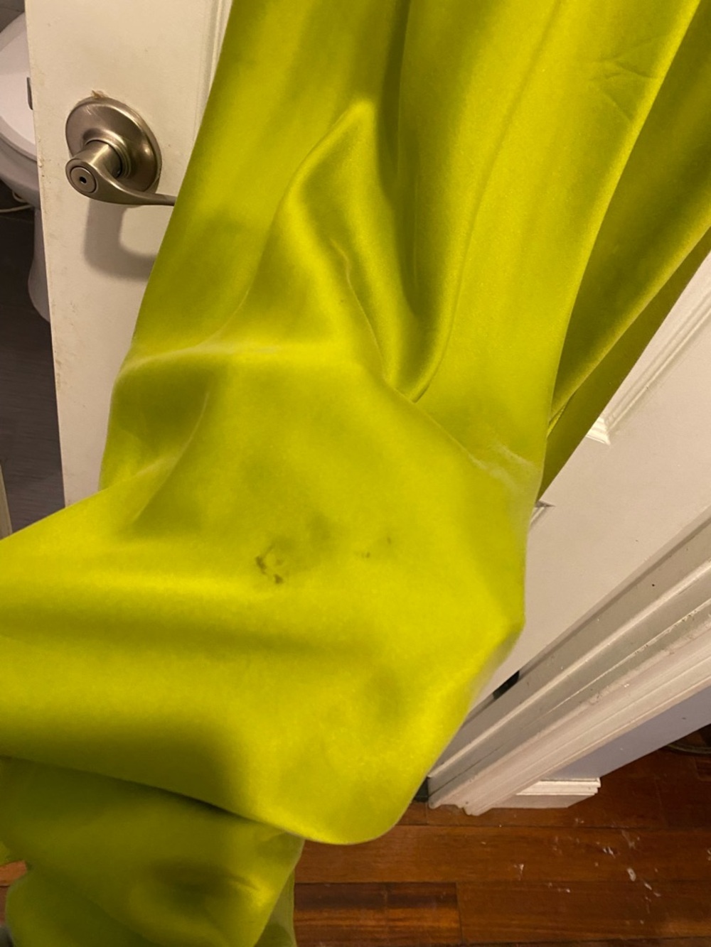 Doen Lime-Green Silk Slip Dress with Ruffle Straps - Picture 7 of 8